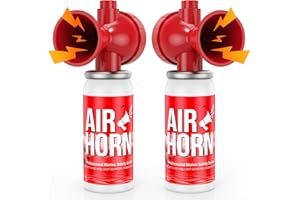 Nicehill 2 Pack Air Horn, 122dB Loud Safety Air Horns for Boating Emergency & Sporting Events, Handheld Marine Horn with Easy Button Operation for Warning Signals & Alerts, 1.4oz