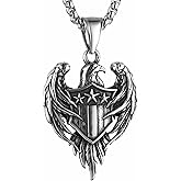 HZMAN Stainless Steel Hawk Eagle Necklace for Men Women Patriotic American Flag Bald Eagle Shield Pendant Jewelry