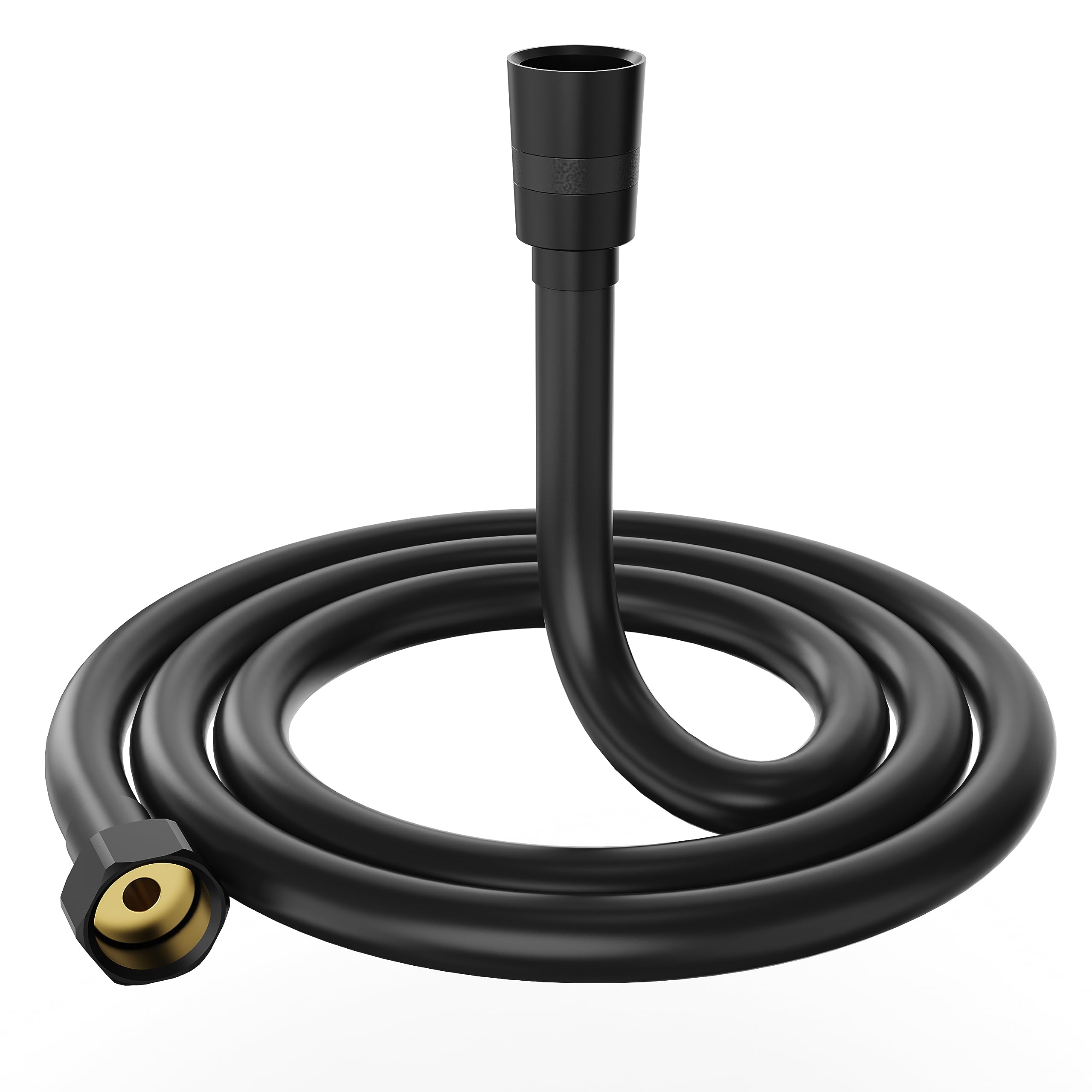 YUANNY PVC Smooth Shower Hose 1.5M / 59 Inch with Anti-Twist Brass Connections - Universal Replacement Shower Head Hose with Brass Connectors, Flexible, Kink and Leak Proof,Universal G1/2" Fit,Black