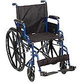 Drive Medical Single Axle Blue Streak Wheelchair, Flip Back Desk Arm, Swing Away Footrests, 18", 1 Count