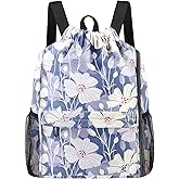 Risefit Drawstring Backpack with Mesh Pockets String Gym Bag Sackpack Sandproof Water Resistant Beach Backpack for Men Women