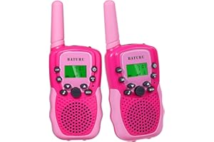 BATURU Kids Walkie Talkies, 2-Pack Pink Gift for Girls Age 4-8, Long Range, Easy-to-Use Toys for Birthday, Outdoor Play, Camping, Pretend Adventure