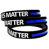 Blue Lives Matter Wristband - 3-Pack - Thin Blue Line Silicone Bracelet - Wristbands Silicone Bracelets - Size 8" Adult