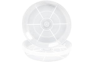 VUWEZ 6 Pack Plant Saucer Tray, 4 6 8 10 12 15 16 18 20 inch Plant Saucers for Indoors, Durable Plastic Flower Planter Plant Water Drip Trays Round, Pot Saucers, Plant Trays for Pots (6", Clear)