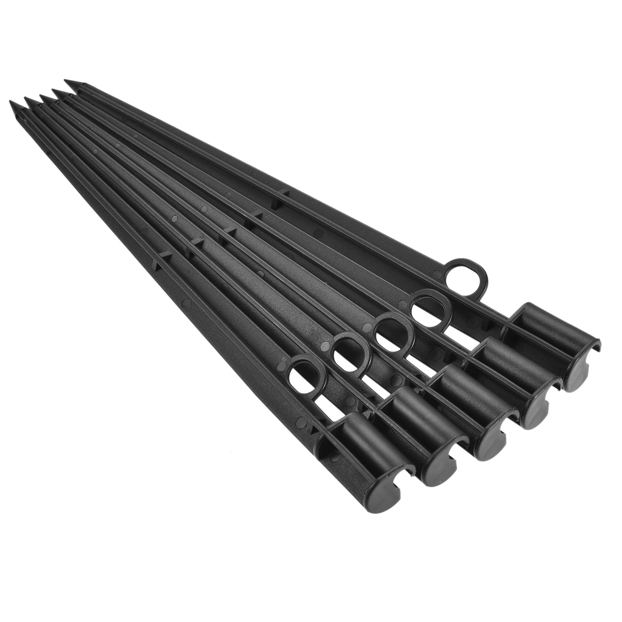 M METERXITY 5 Pack Irrigation Drip Support Stakes - Garden Lawn Drip Tubing Hold Stakes Apply to Watering System (200mm Black)