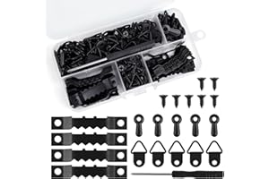 281pcs Heavy Duty Picture Frame Hanging Kit, Includes 40pcs Sawtooth Hangers 40 Turn Buttons 40 D-Rings 160 Screws & Screwdri