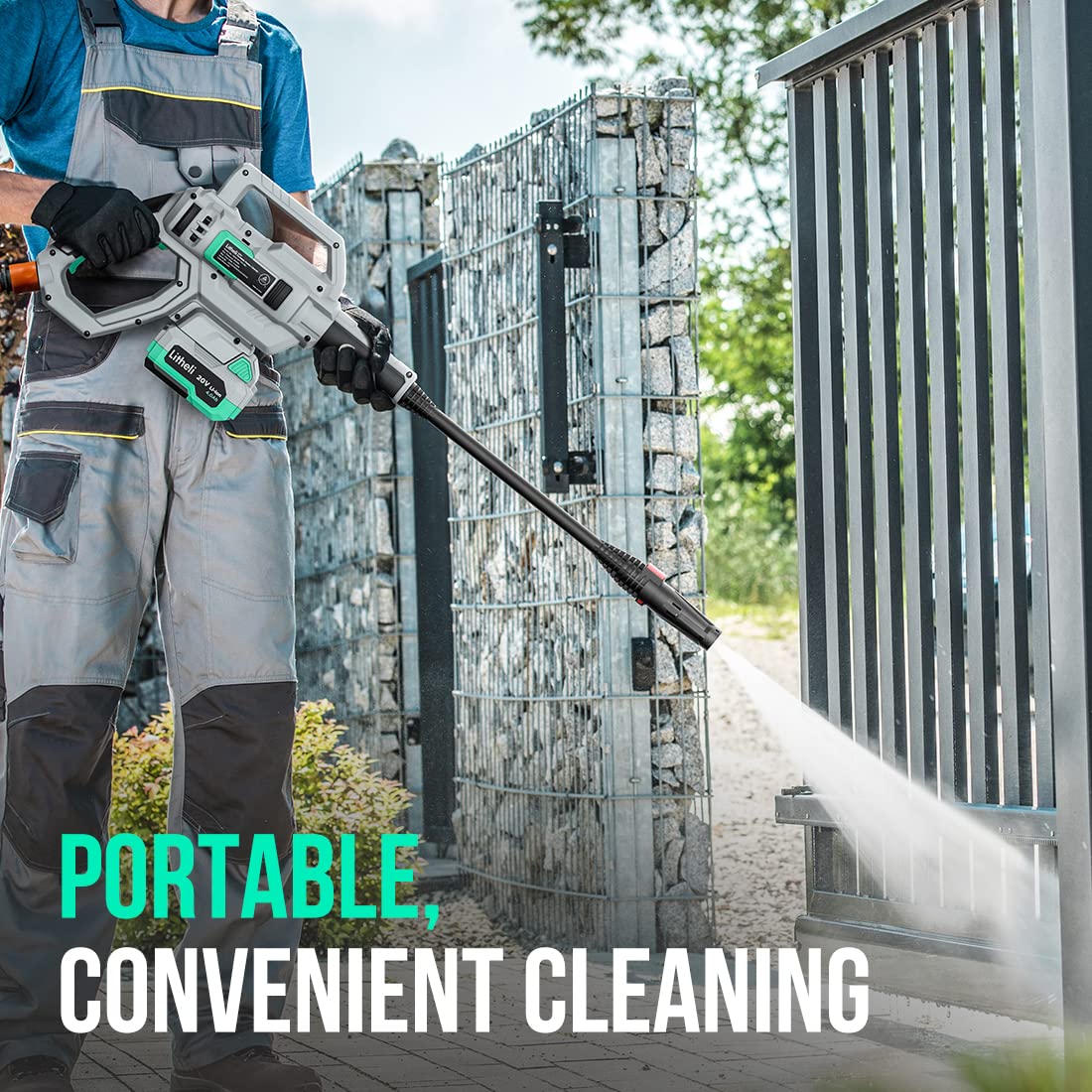Litheli Cordless Pressure Washer 20V, Portable Power Wahser, 3.2 Lbs Lightweight with Adjustable Nozzle, 320 PSI for Car Boat Wash, 4.0 Ah Battery & 2.4 A Charger Included