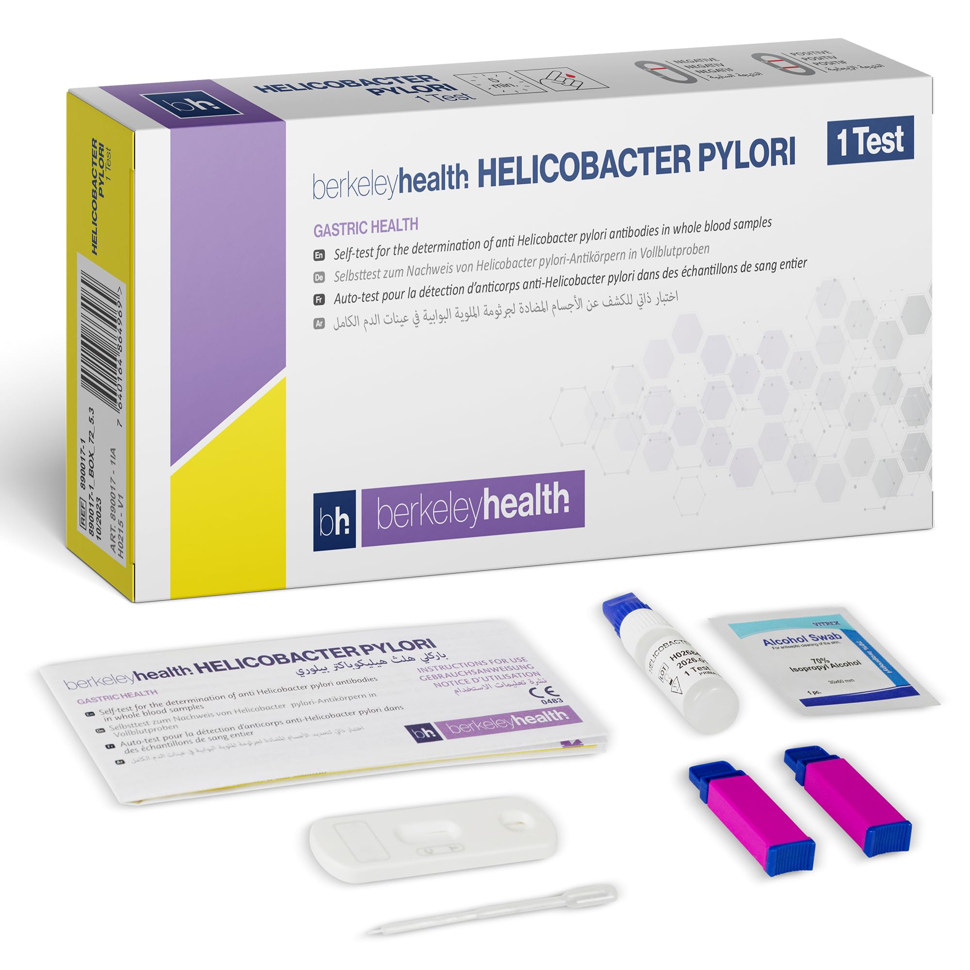 H. Pylori Self Test Kit by Berkeley Health - Digestive Health Check, Easy Home Use, Fast Results - 1 Test