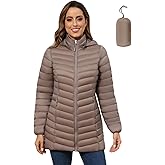 ROYAL MATRIX Women's Packable Puffer Jacket - Lightweight Winter Warm Long Quilted Puffer Coat with Detachable Hood