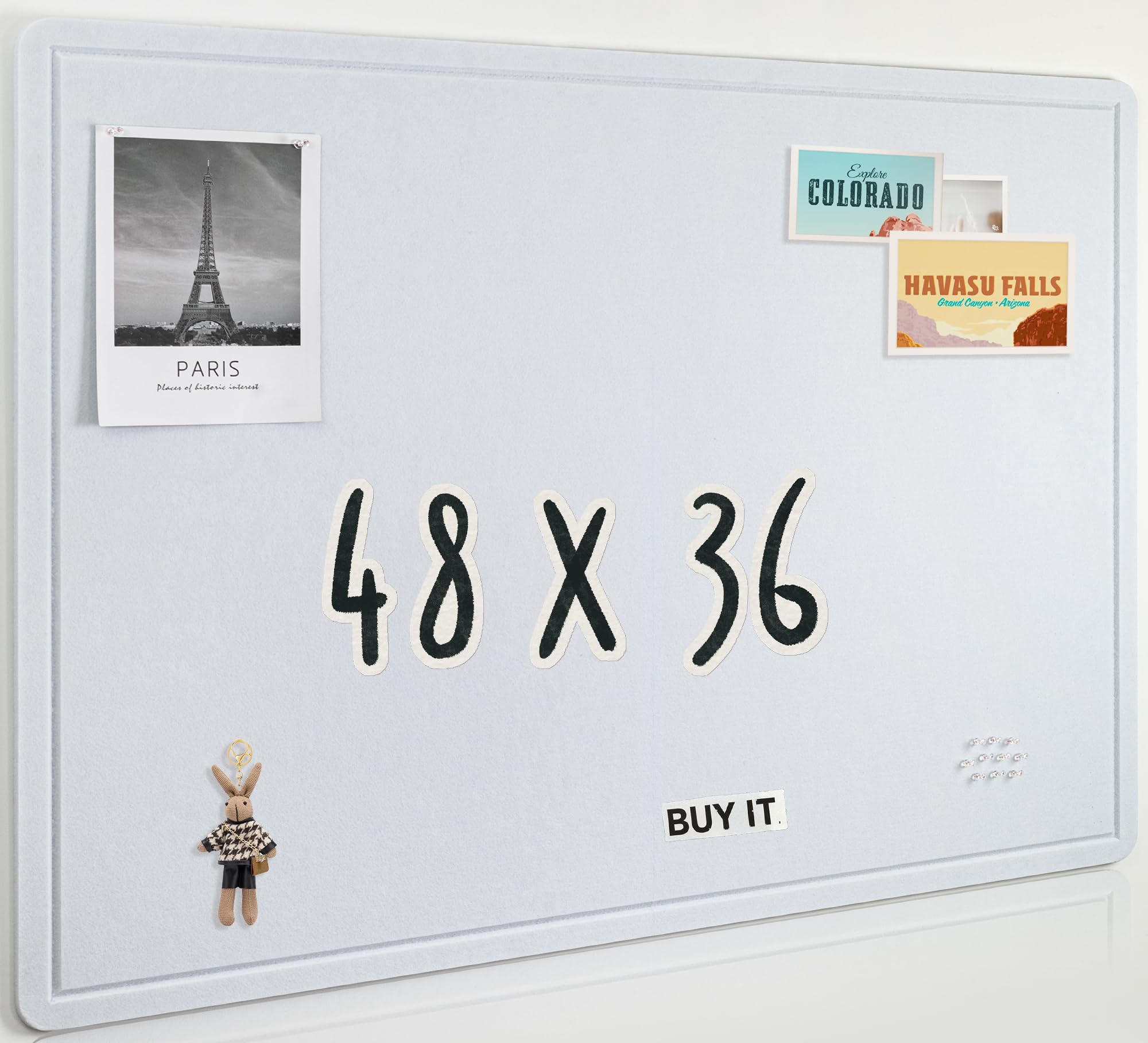 Photo 1 of AKTOP White Cork Bulletin Board 48" x 36", Large Foldable Felt Notice Pin Board for Wall, 4' x 3' Decorative Corkboard Photo Board with Self-Adhesive Tape for Office, School & Home, 25 Pushpins