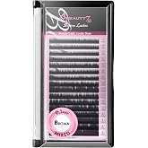 Beauty7 Black Eyebrow Extensions Eyebrow Lash Matte Individual Eyebrow False Lash Extension Tray Synthetic Mink 0.1mm Thickness Mixed 5/6/7/8mm Length for Professional Tech (Black)