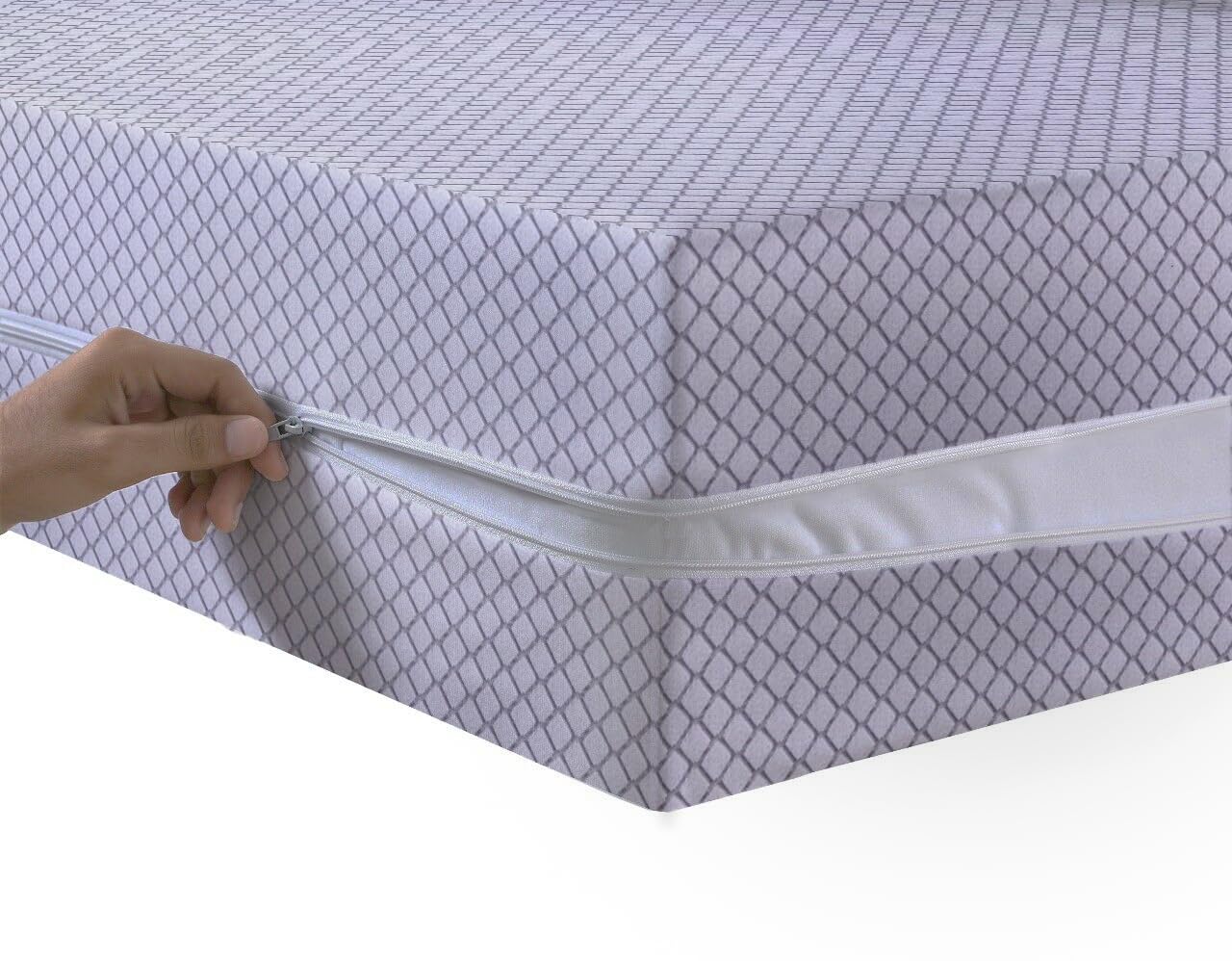 Mattress Zipped Cover Full Encasement Anti Bed Bug Mattress Zip Protector 30cm Deep & Hypoallergenic Matress Cover with Double Side Zipper Closure (Light Grey, Single)