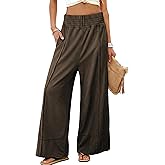 Tanming Womens Wide Leg Pants Cotton Stretchy High Waisted Palazzo Pants Daily Workout Wear Lounge Sweatpants with Pockets