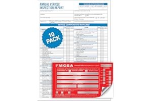 GotSafety - Red Exterior Aluminum Inspection Label (6"x3.5") with 3-Ply Carbonless - Annual Vehicle Inspection Report Form - Small Pack of 10 - Meet DOT Requirements 49 CFR 396 Vehicle Inspection