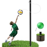 Yakmax 12FT Tetherball Set Outdoor, Adjustable Tetherball Ball and Rope | 2 Rubber Balls Heavy-Duty Tether Ball Pole Set Soft Rubber Balls Thickened Pole Backyard Outdoor Family Games