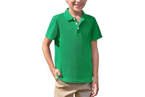 Haloumoning Boys Short Sleeve Polo Shirt Kids Collared School Uniform Shirts 5-14 Years