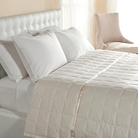Amazon Com Downlite Hypoallergenic 230 Tc Light Weight Oversized Queen Down Blanket With Satin Trim Light Weight Perfect For Summer Available In White And Ivory 94 X 104 Ivory Home Kitchen