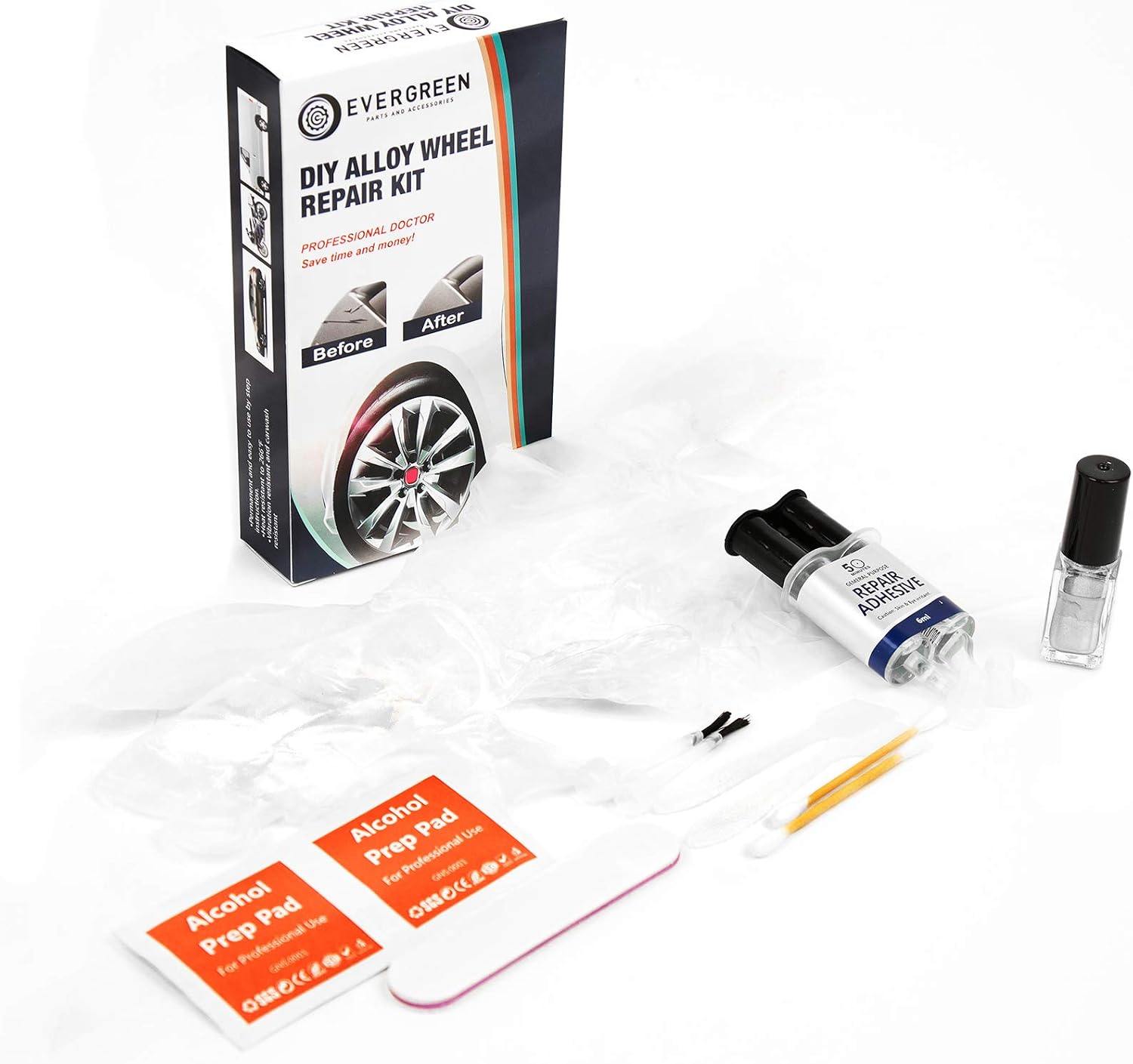Amazon Com Evergren A1002 Diy Alloy Wheel Repair Kit Compatible With Rim Damage Scratches Scrapes Scuffs Automotive