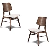 New Classic Furniture Mid-Century Modern Oscar Oval Back Dining Chair, Set Of Two, Walnut Brown