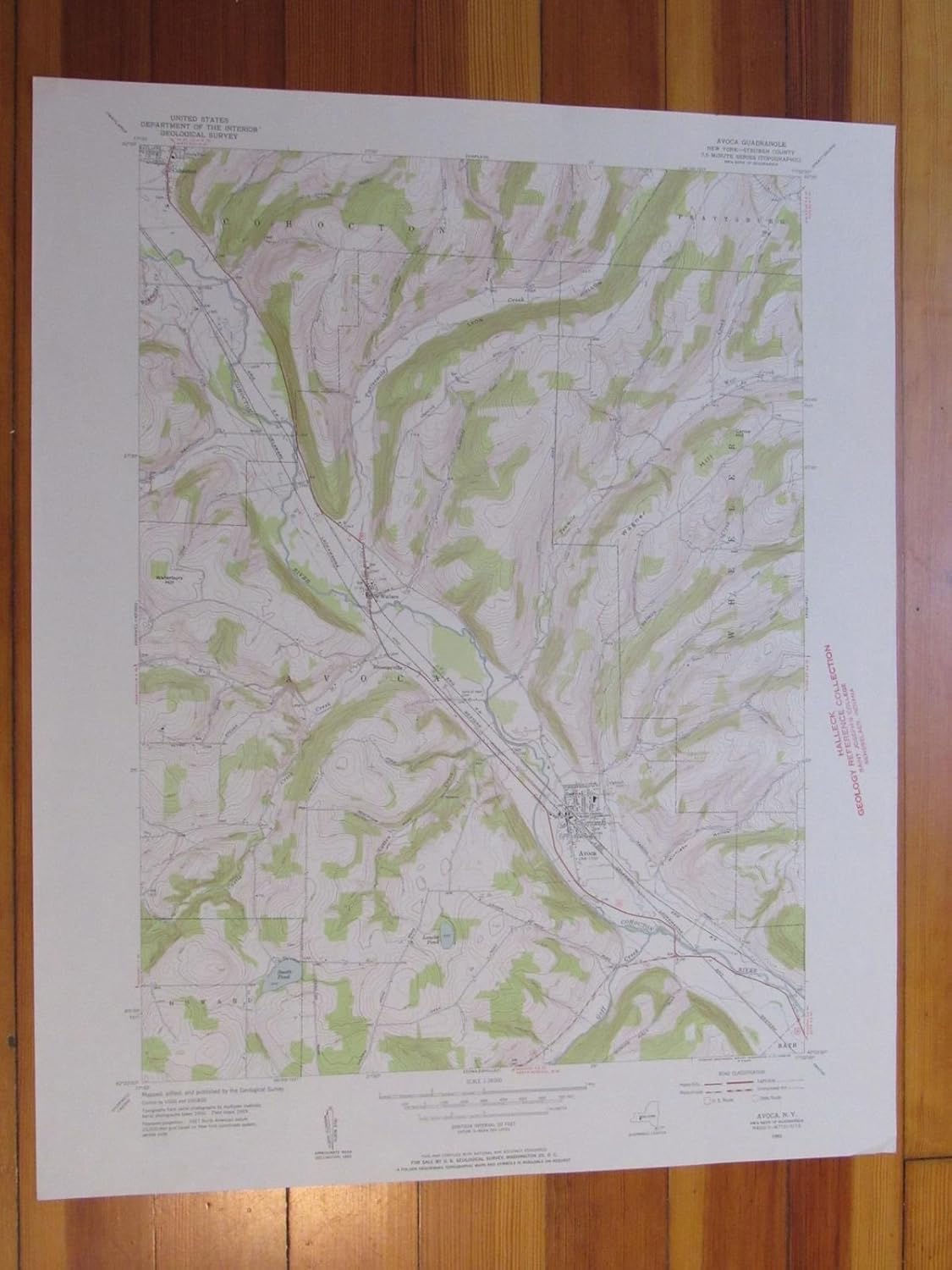 Avoca New York 1955 Original Vintage USGS Topo Map