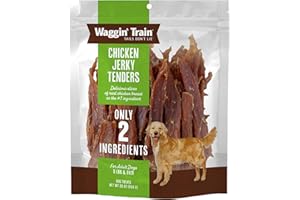 Waggin' Train Chicken Jerky Dog Treats, Made with 100% Real Chicken Breasts, Only Two All-Natural Ingredients, Great High Protein Dog Treat, Easily Digestible for Big or Small Dogs, 30 oz. Pouch