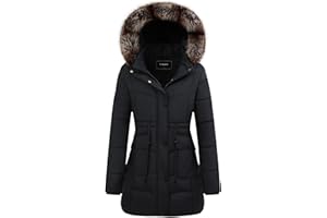 GOLDLADIES Women's Long Winter Puffer Coat Waterproof Jacket Thickened Down Alternative Parka with Detachable Hood