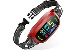 FAFAFROG Bark Collar, Rechargeable Dog Bark Collar with 5 Adjustable Sensitivity and Intensity Beep Vibration Shock, Anti Barking Collar for Small Medium Large Breed Dogs (Red)