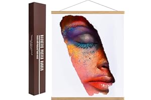 DACRI HOME Magnetic Poster Hanger Frame, Sturdy Magnetic Poster Frame with Teak Wood, Strong Magnets for Hanging Prints, Maps, Pictures, Scroll Wall Art, 18x18 18x24 18x27 (18 Inch, Teak)