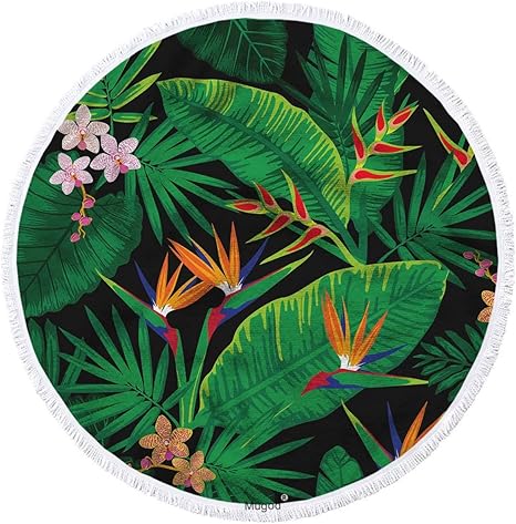 Amazon Mugod パームフラワー バスタオル トロピカルジャングル 花柄 美しい蘭とストレリツィアの装飾 ソフト 高吸収性 高級バスタオル ホーム ホテル スパ バスルーム シャワー タオル 32x64インチ Beachtowel 63 Beachtowel C1463 C1463 バスタオル ホーム