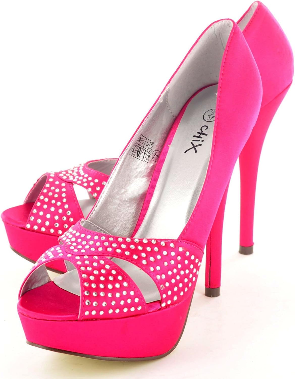 HOT Pink HIGH Heel Platform Sandals with Diamante Detail Amazon.co.uk