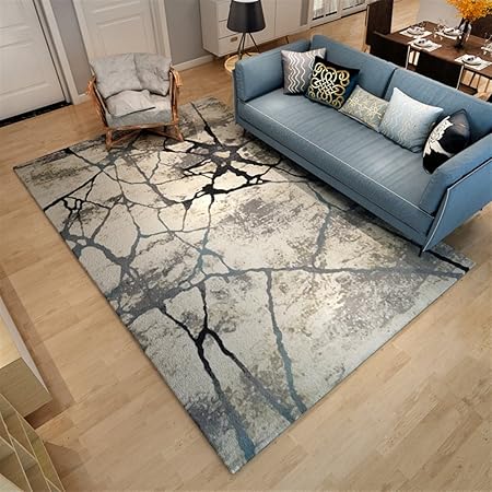 Ommda Tappeti Salotto Soggiorno Moderni Home Stampa 3d Astratta Tappeti Soggiorno Pelo Corto Antiscivolo Lavabili Multicolore 140x200cm 9mm