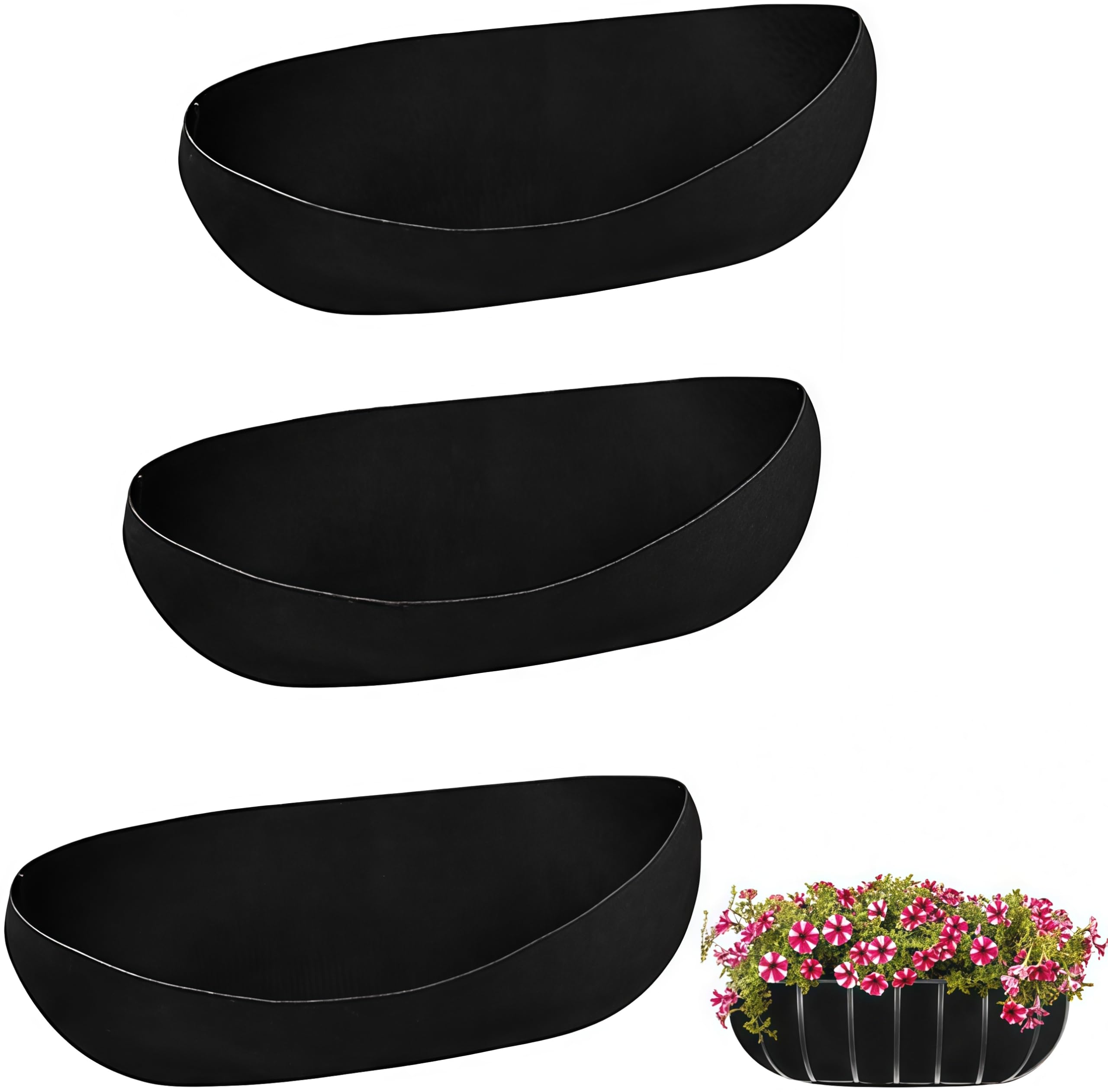 Loopunk Thickened Felt Planter Basket Liner - Reusable Fabric Insert for Hanging Basket, Wall Planter & Garden Plant Pot, Flower Pot Liner for Vegetables, Herbs, Potted Plants,3 Pcs