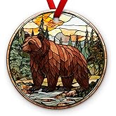 KILYHOME Bear Hunting Christmas Ornaments - Woodland Animals Ornaments for Christmas Tree - Hunting Xmas Tree Decor, Wildlife Ornaments, for Bear Lovers, Hunters, Hunt Enthusiasts