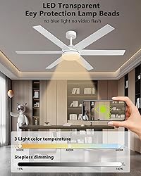 Vaczon 60 Inch Ceiling Fans with Lights and