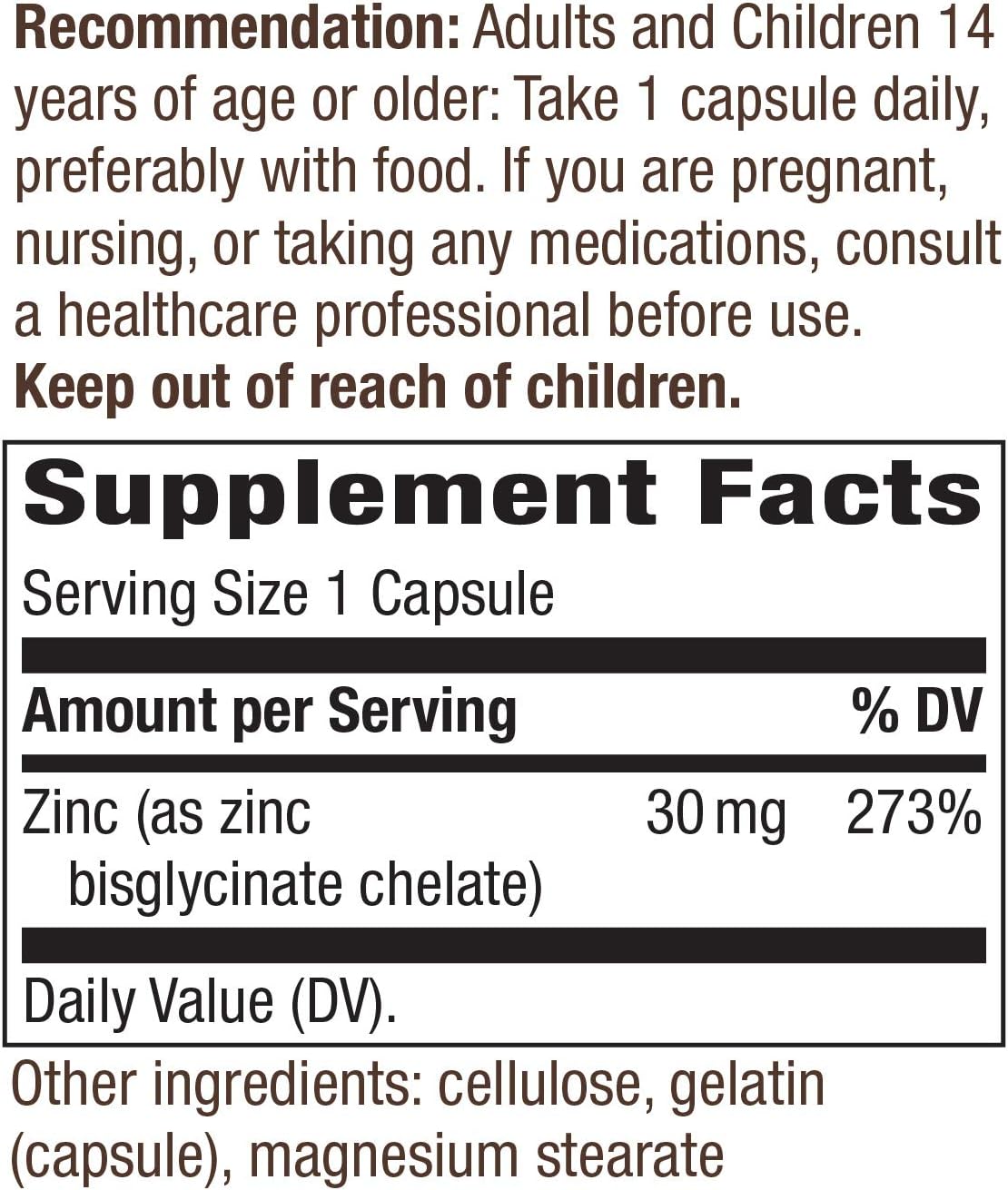 Nature's Way Zinc, 30 mg per serving: Health & Personal Care