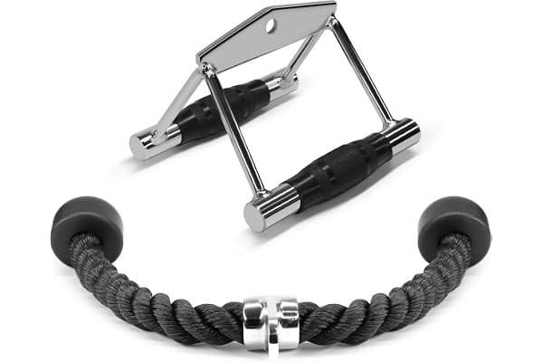 Yes4All Cable Machine Attachment, Row Handles, Tricep Rope, Straight Bar, V Bar, LAT Pulldown Accessories Load 880 LB for Hom