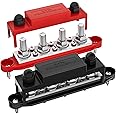 RVBOATPAT Upgrade 275A 12V Bus Bar Battery Power Distribution Block Car Audio 12 Volt DC Busbar 4 x 3/8" Posts 6 x #8 Screws for Marine Automotive RV and Solar Wiring