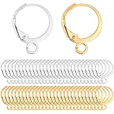 Mabor 100 Pcs Earring Hooks for Jewelry Making Anti Allergenic Leverback Earring Hooks Hoop Earring Findings French Ear Wire Lever Back Earwire for Jewelry Making Crafting(Gold, Silver)