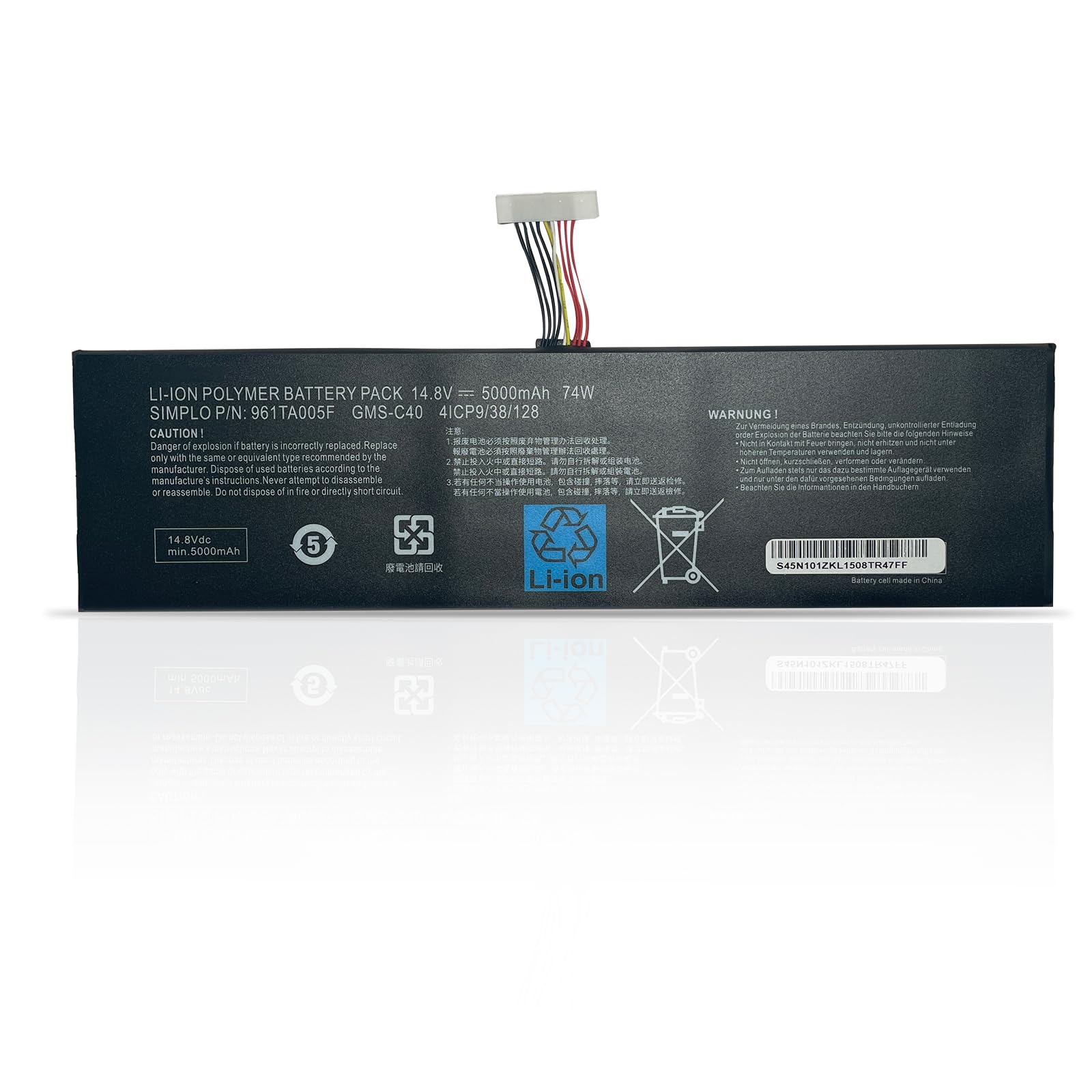 GMS-C40 961TA005F 4ICP9/38/128 Laptop Battery Replacement for Razer Blade Pro 17 2013 2014 2015 RZ09-0099 RZ09-00991 RZ09-00991101 RZ09-00991102 RZ09-0117 RZ09-01171E1 RZ09-01171E5 Series(14.8V 74Wh)