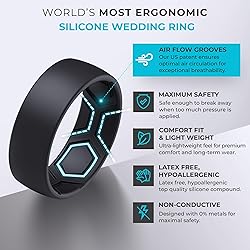 ThunderFit Men's Patterned Silicone Rings, 8mm Wide