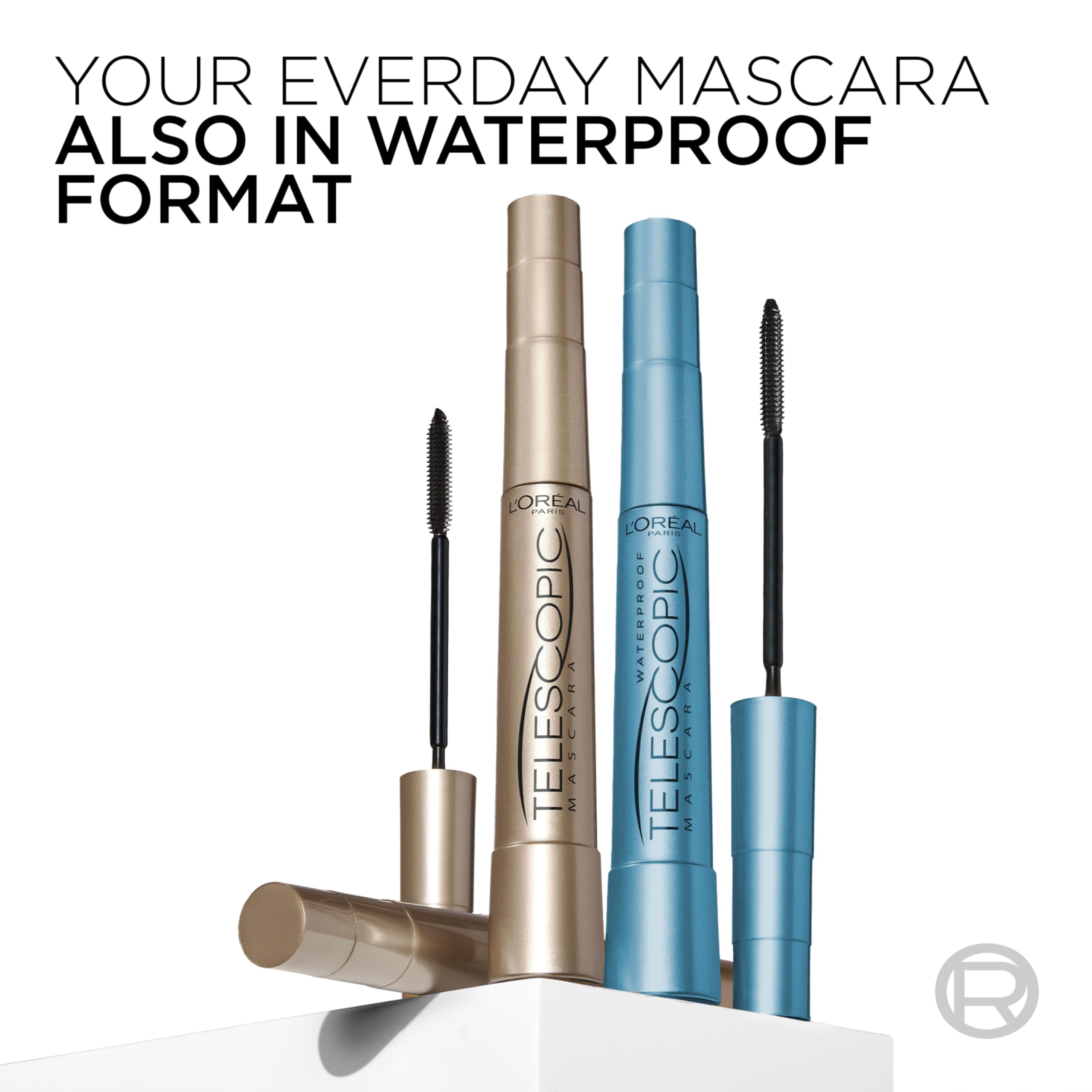 L'Oreal Paris Makeup Telescopic Original Lengthening, Lash Separating Mascara with Dual Precision Brush, Washable, Blackest Black, 0.27 Fl Oz., 1 Count