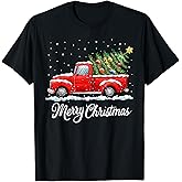 Vintage Merry Christmas Red Truck Old Fashioned Christmas T-Shirt
