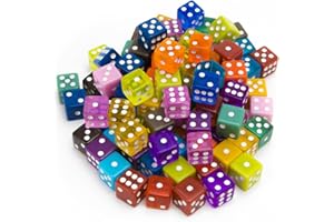 BRYBELLY 100-Pack of Bulk Six Sided Dice - Standard 16mm Size - Great for Board Games, Casino Games & Tabletop RPGs - Rainbow