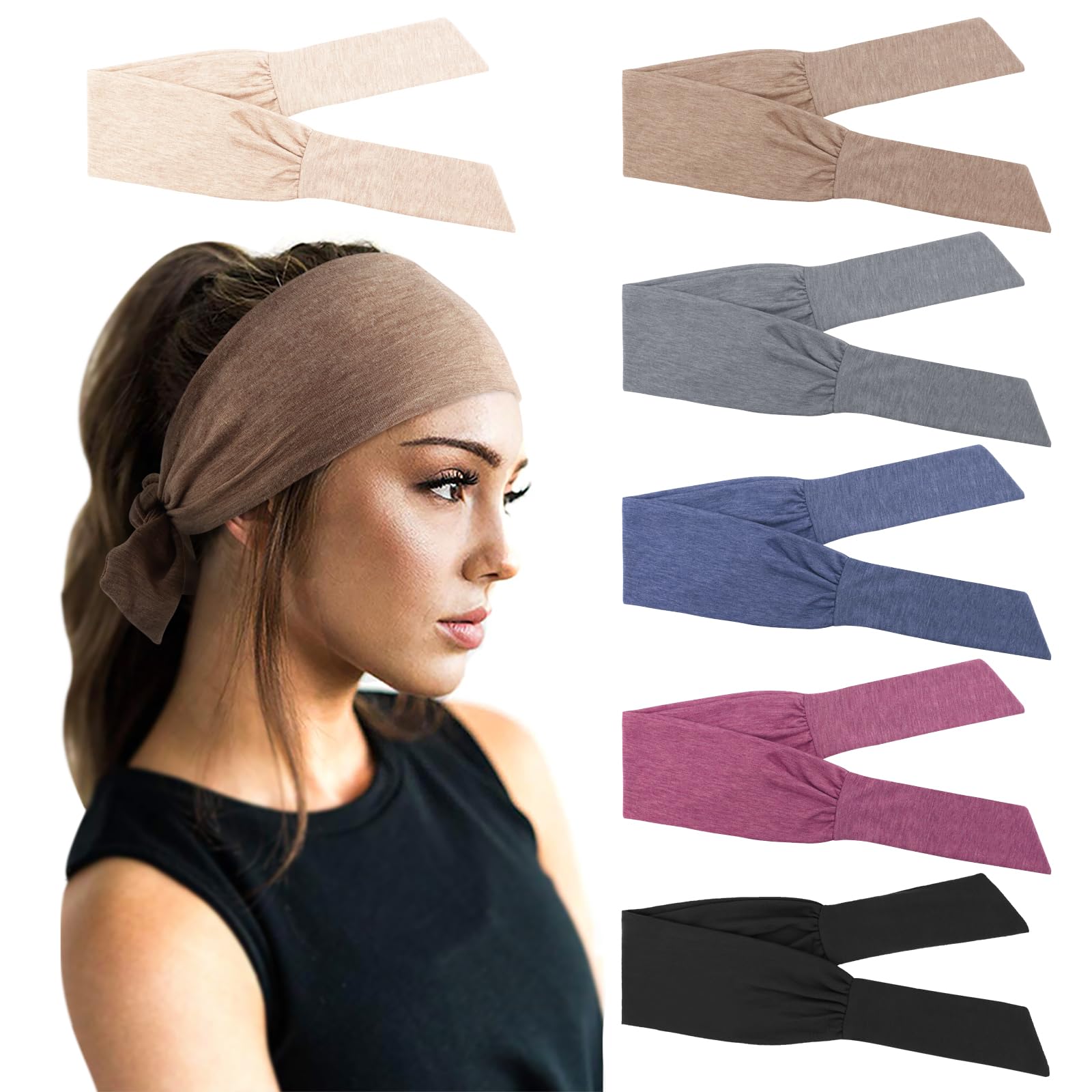 Photo 1 of AQOKKA Adjustable Headbands for Women Non Slip Elastic Fashion Head Bands for Women's Hair Accessories Workout Sports Yoga