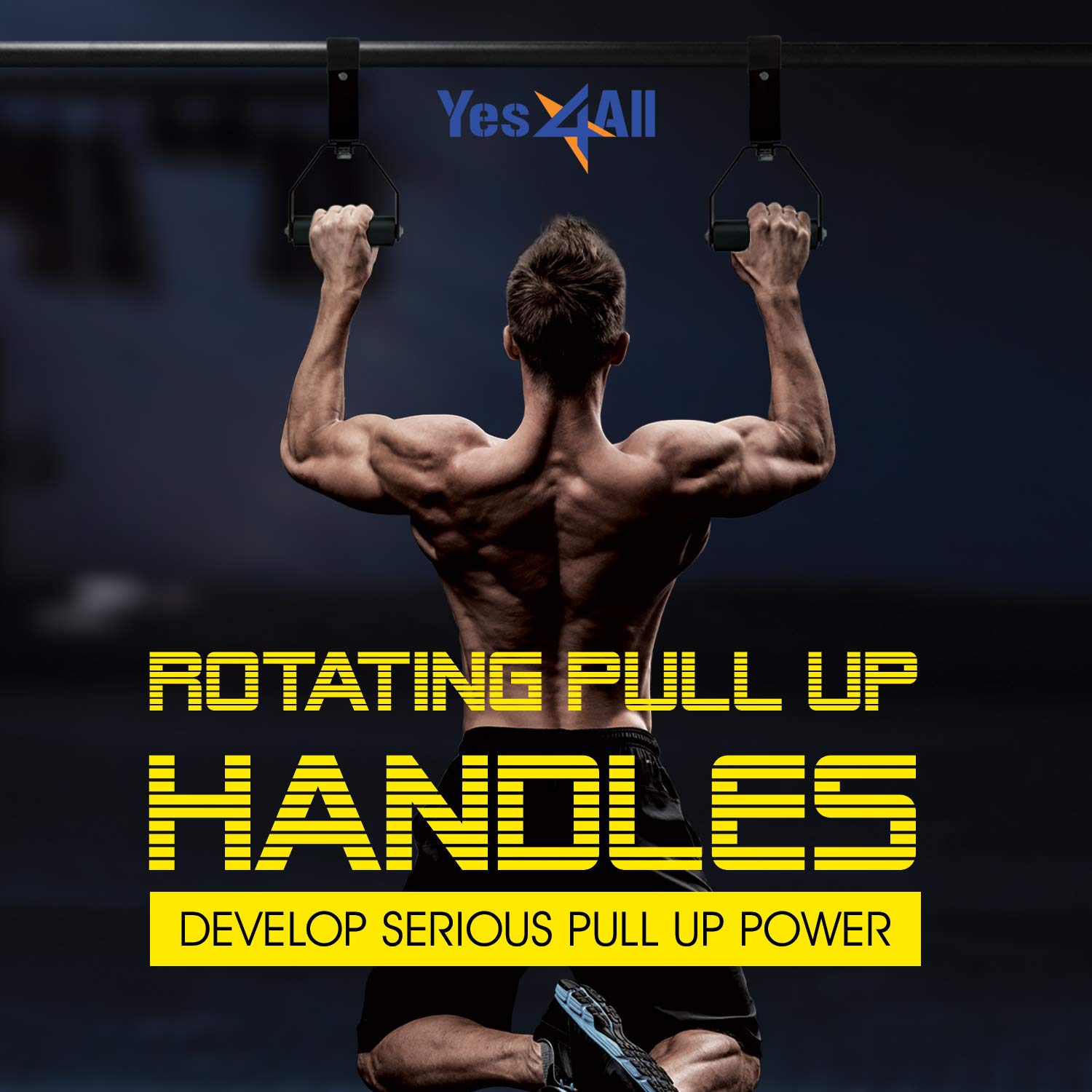 Yes4All Rotating Pull Up Handles For Chin Up Bar, Barbell With NonSlip