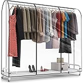 Moucas Clear Garment Rack Cover 71" L x 20" W x 60" H, Clothes Rack Cover with Reinforced Double Zippers, Waterproof PEVA Dustproof Protection – Cover Only, Rack Not Included