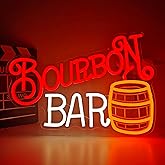Bourbon Bar Neon Sign for Wall Decor Bourbon Whiskey Neon Led Sign Dimmable Neon Light Sign for Man Cave Garage Business Beer Bistro Light Up Sign for Home Bar Decor Speakeasy Party Gift for Dad
