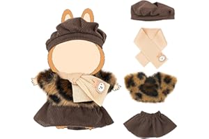 KIYEREE Clothes for Lububu 17cm Dolls(NO Doll) Doll Outfits Suit for Lububu Cute Stylish Dress Up Set for lububu Patterned Skirt with Top+Skirt+Hat+Scarf