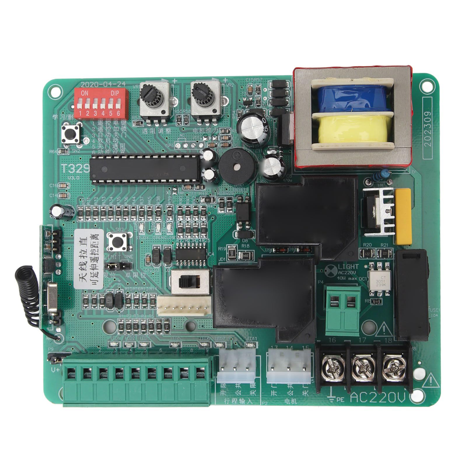 Circuit Control Board for Sliding Gate Opener, Universal Electronic Main Replacement PCB Circuit Control Board with LED, Electric Door Motor Circuit Board for Sliding Gate Motor