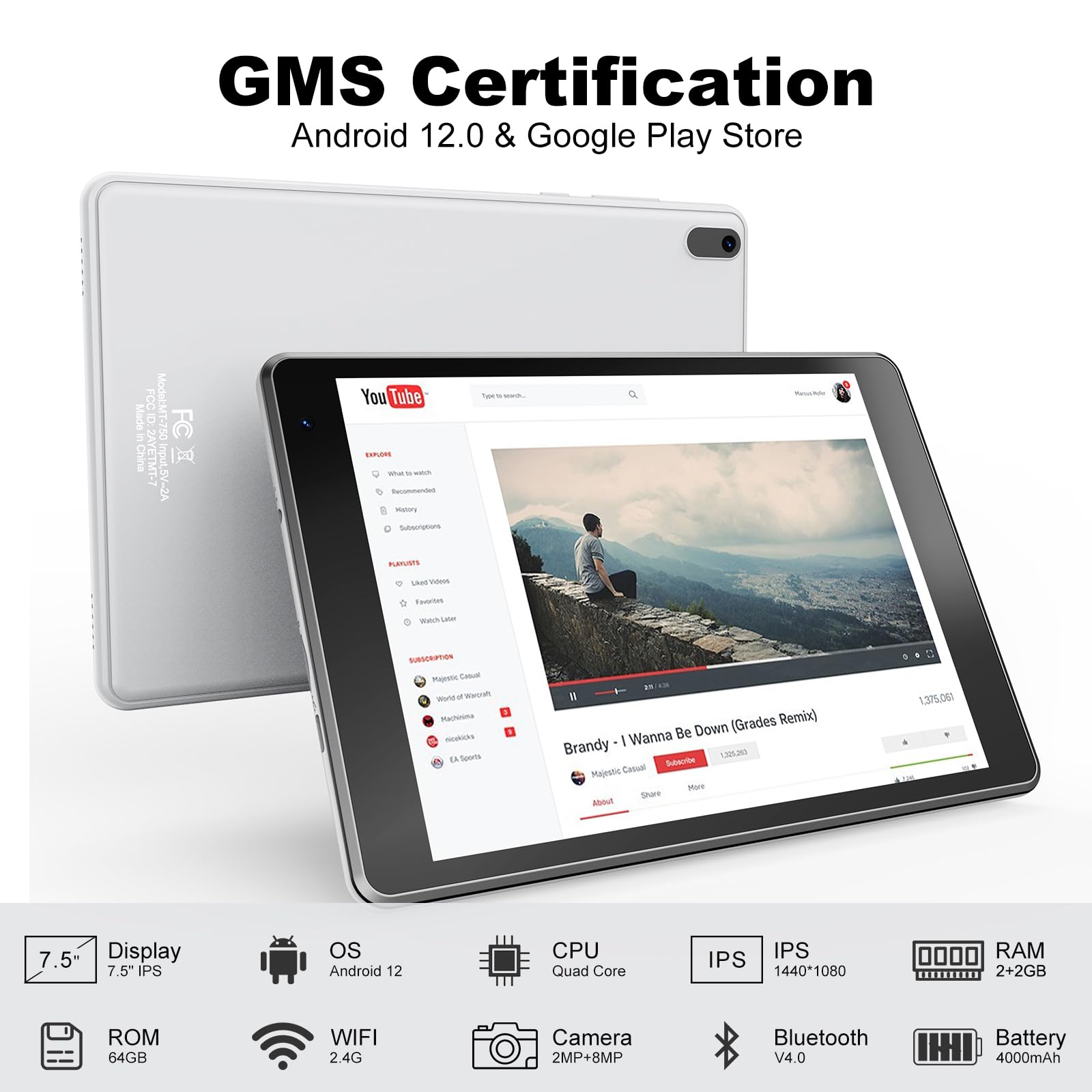 Mua Android 12 Tablet 7.5 inch, Tablets Computer 64GB Storage 512GB ...